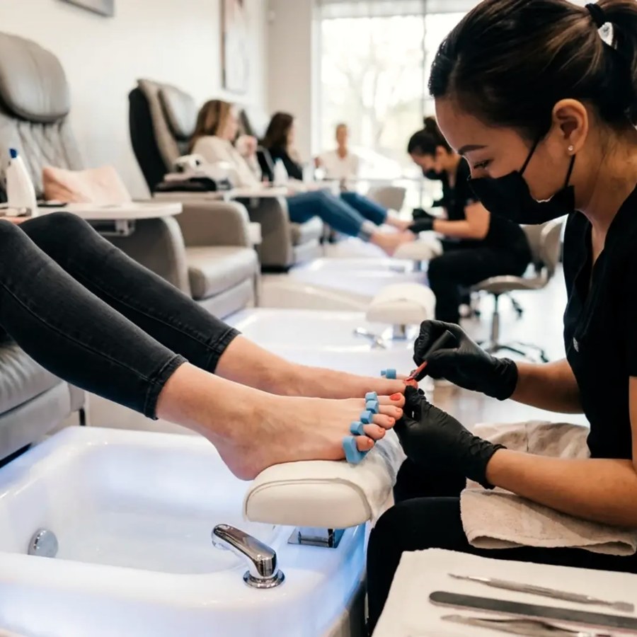 A manicure in progress at ProfessioNail Narellan